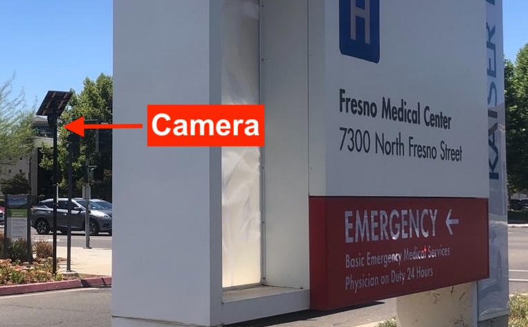 Flock camera at Kaiser Permanente's Fresno Medical Center at 7300 N. Fresno St., Fresno CA