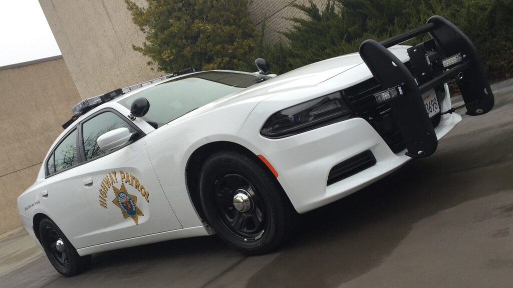 Photograph of California Highway Patrol vehicle with Motorola license plate readers.